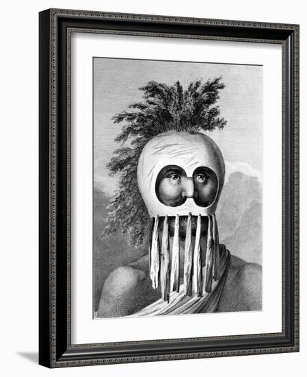 A Man of the Sandwich Islands in a Mask, Illustration from 'A Voyage to the Pacific', Engraved by…-John Webber-Framed Giclee Print