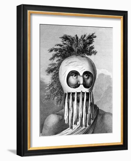 A Man of the Sandwich Islands in a Mask, Illustration from 'A Voyage to the Pacific', Engraved by…-John Webber-Framed Giclee Print