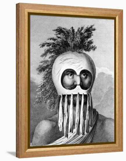 A Man of the Sandwich Islands in a Mask, Illustration from 'A Voyage to the Pacific', Engraved by…-John Webber-Framed Premier Image Canvas