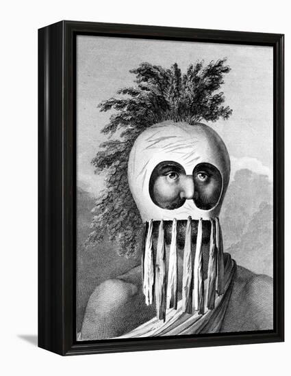 A Man of the Sandwich Islands in a Mask, Illustration from 'A Voyage to the Pacific', Engraved by…-John Webber-Framed Premier Image Canvas