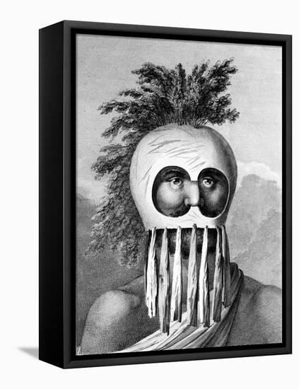 A Man of the Sandwich Islands in a Mask, Illustration from 'A Voyage to the Pacific', Engraved by…-John Webber-Framed Premier Image Canvas