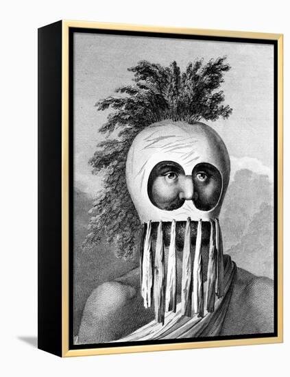 A Man of the Sandwich Islands in a Mask, Illustration from 'A Voyage to the Pacific', Engraved by…-John Webber-Framed Premier Image Canvas