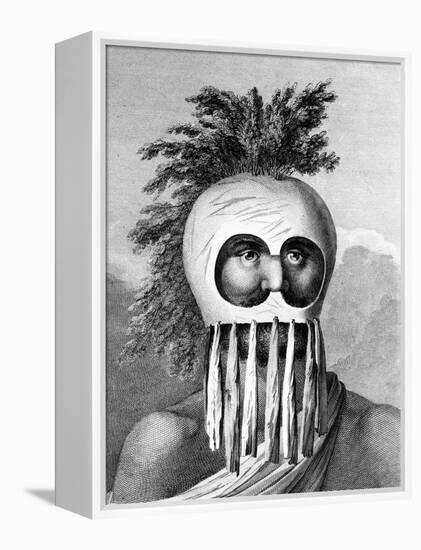 A Man of the Sandwich Islands in a Mask, Illustration from 'A Voyage to the Pacific', Engraved by…-John Webber-Framed Premier Image Canvas