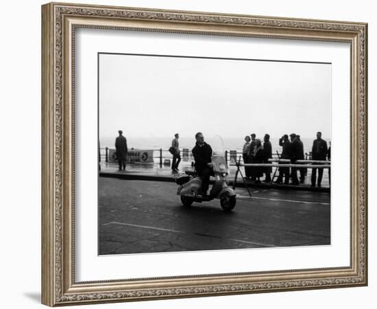 A Man on a Lambretta Scooter, Taking Part in the Daily Express Rally, 1953-null-Framed Photographic Print