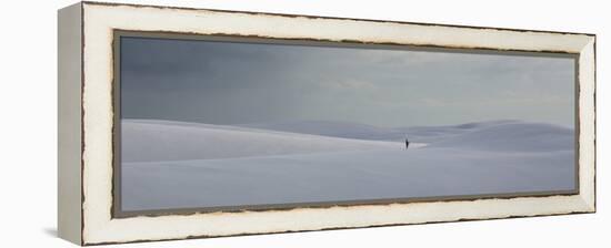 A Man on the Sand Dunes in Lencois Maranhenses National Park on a Stormy Afternoon-Alex Saberi-Framed Premier Image Canvas