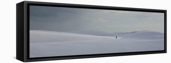 A Man on the Sand Dunes in Lencois Maranhenses National Park on a Stormy Afternoon-Alex Saberi-Framed Premier Image Canvas