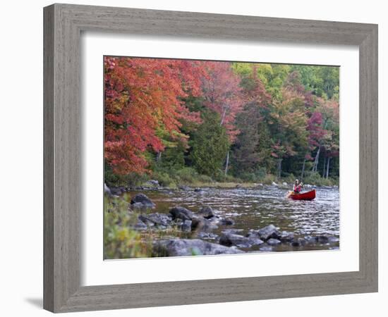 A Man Paddles His Canoe, Seboeis Lake, Millinocket, Maine, USA-Jerry & Marcy Monkman-Framed Photographic Print