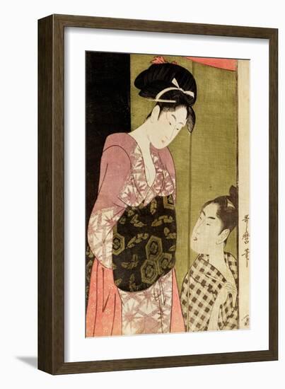 A Man Painting a Woman-Kitagawa Utamaro-Framed Giclee Print