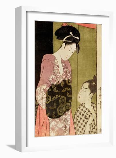 A Man Painting a Woman-Kitagawa Utamaro-Framed Giclee Print