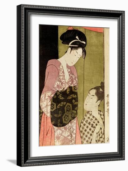 A Man Painting a Woman-Kitagawa Utamaro-Framed Giclee Print