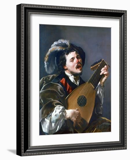 A Man Playing a Lute, 1624-Hendrick Ter Brugghen-Framed Giclee Print