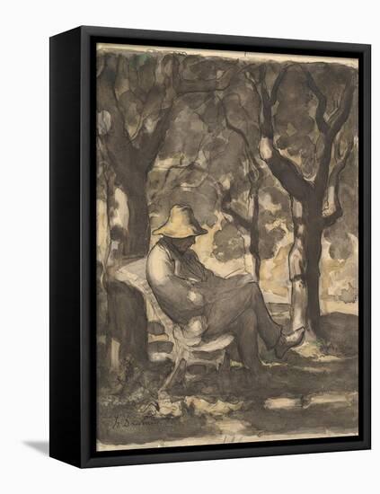 A Man Reading in a Garden, 1825-79-Honore Daumier-Framed Premier Image Canvas