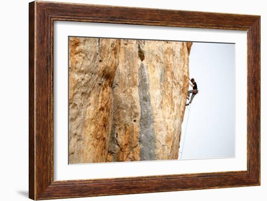 A Man Rock Climbs At Cuenca, Spain-Ben Herndon-Framed Photographic Print