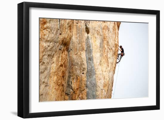 A Man Rock Climbs At Cuenca, Spain-Ben Herndon-Framed Photographic Print