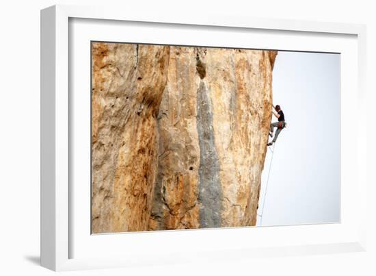 A Man Rock Climbs At Cuenca, Spain-Ben Herndon-Framed Photographic Print