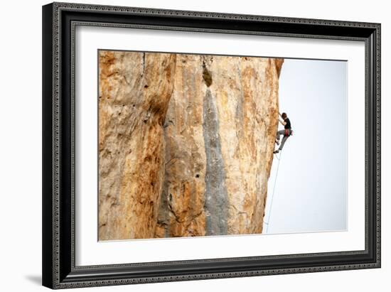 A Man Rock Climbs At Cuenca, Spain-Ben Herndon-Framed Photographic Print