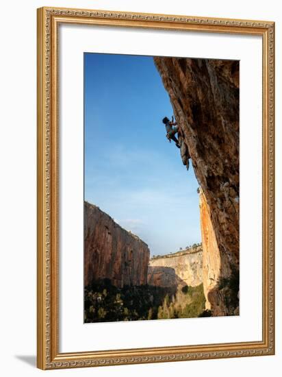 A Man Rock Climbs In The Beautiful Limestone Canyons Of Chulilla, Spain-Ben Herndon-Framed Photographic Print