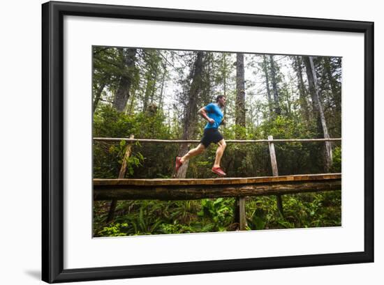 A Man Runs Along The Sand Point Trail Near Ozette, Washington In The Olympic National Park-Ben Herndon-Framed Photographic Print