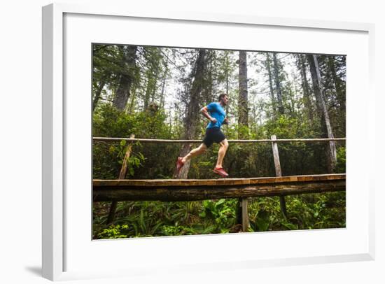 A Man Runs Along The Sand Point Trail Near Ozette, Washington In The Olympic National Park-Ben Herndon-Framed Photographic Print