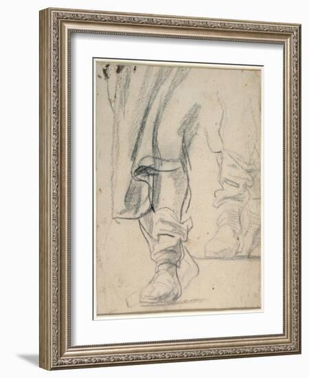 A Man's Booted Legs, and Cloak Descending (Black and Red Chalk on Paper)-Sir Anthony Van Dyck-Framed Giclee Print