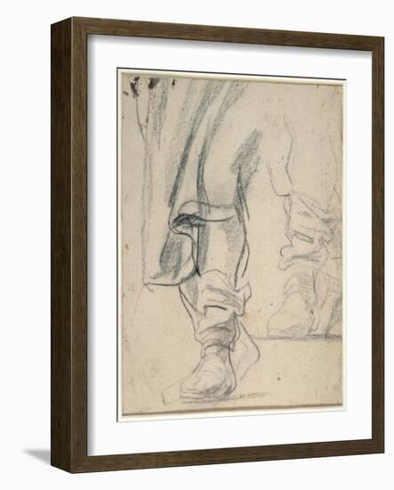 A Man's Booted Legs, and Cloak Descending (Black and Red Chalk on Paper)-Sir Anthony Van Dyck-Framed Giclee Print