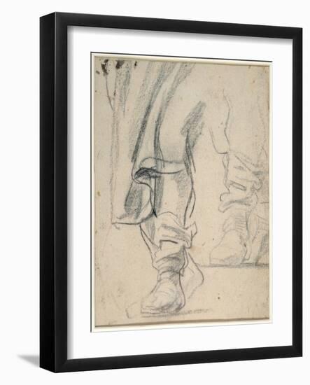 A Man's Booted Legs, and Cloak Descending (Black and Red Chalk on Paper)-Sir Anthony Van Dyck-Framed Giclee Print