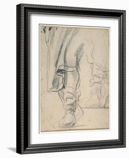 A Man's Booted Legs, and Cloak Descending (Black and Red Chalk on Paper)-Sir Anthony Van Dyck-Framed Giclee Print