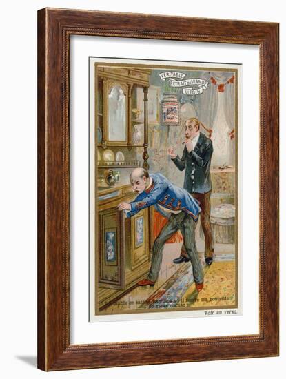 A Man Searching for a Bottle of Vintage Brandy-null-Framed Giclee Print