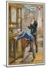 A Man Searching for a Bottle of Vintage Brandy-null-Mounted Giclee Print