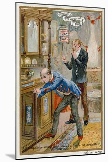 A Man Searching for a Bottle of Vintage Brandy-null-Mounted Giclee Print