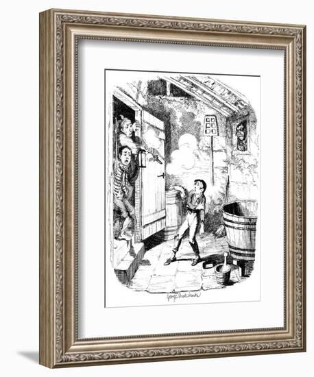 A Man Shoots a Young Boy Who He Suspects of Stealing, 19th Century-George Cruikshank-Framed Giclee Print