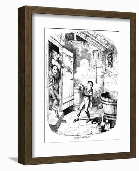 A Man Shoots a Young Boy Who He Suspects of Stealing, 19th Century-George Cruikshank-Framed Giclee Print