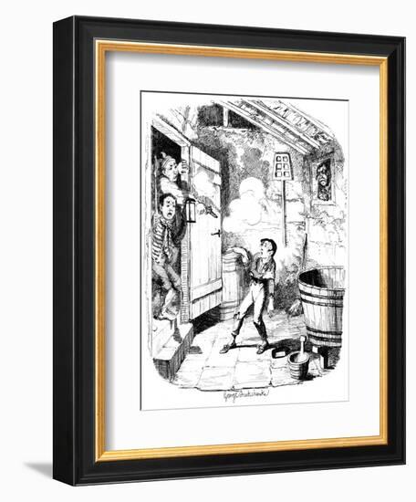 A Man Shoots a Young Boy Who He Suspects of Stealing, 19th Century-George Cruikshank-Framed Giclee Print