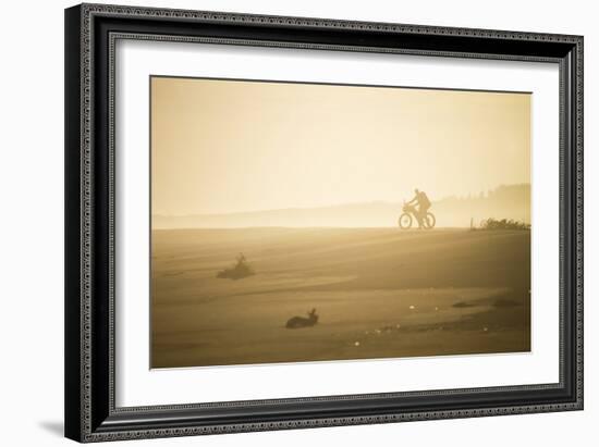 A Man Teasdale Fatbiking On A Remote Beach Near Yakutat, Alaska-Ryan Krueger-Framed Photographic Print