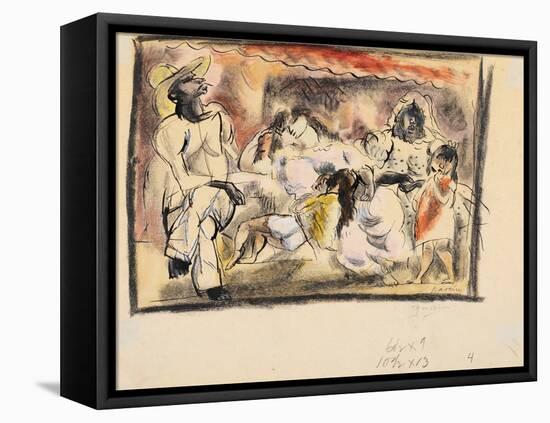 A Man, Two Women, Two Children (W/C on Paper)-Jules Pascin-Framed Premier Image Canvas