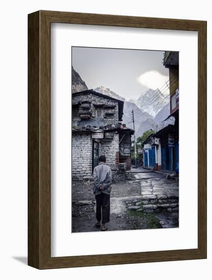 A Man Walks Through Tatopani-Andrew Taylor-Framed Photographic Print