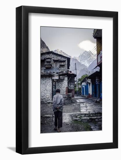 A Man Walks Through Tatopani-Andrew Taylor-Framed Photographic Print