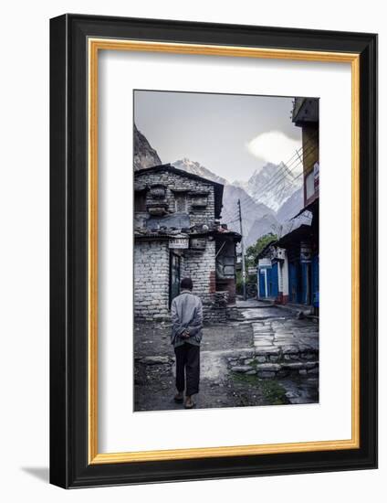 A Man Walks Through Tatopani-Andrew Taylor-Framed Photographic Print