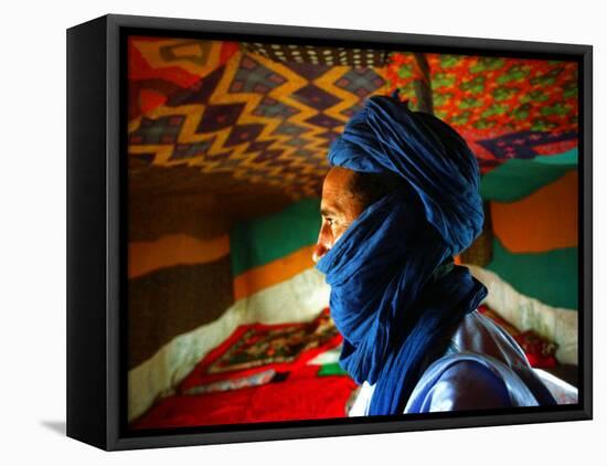 A Man, Wearing his Traditional Tuareg Turban, Stands in His Tent in Koygma-null-Framed Premier Image Canvas