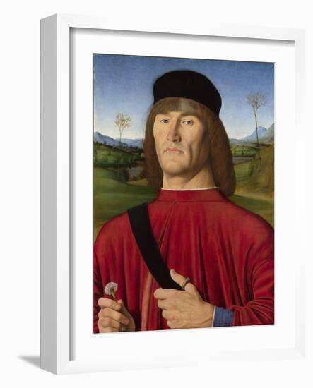 A Man with a Pink, C. 1495-Andrea Solari-Framed Giclee Print