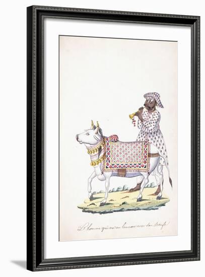 A Man with His Ox, C. 1825 (Pencil, Pen, Black Ink, W/C, on Whatman Paper)-null-Framed Giclee Print