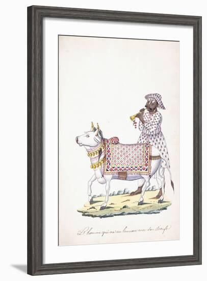 A Man with His Ox, C. 1825 (Pencil, Pen, Black Ink, W/C, on Whatman Paper)-null-Framed Giclee Print