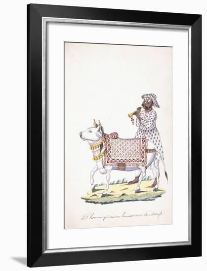 A Man with His Ox, C. 1825 (Pencil, Pen, Black Ink, W/C, on Whatman Paper)-null-Framed Giclee Print
