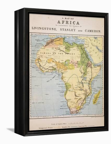A Map of Africa to Illustrate the Travels of David Livingstone-null-Framed Premier Image Canvas