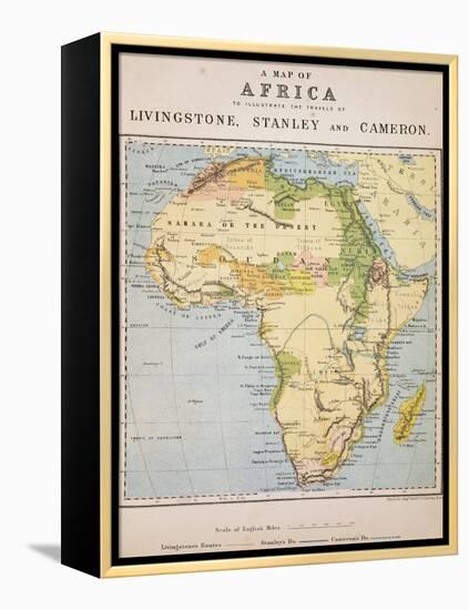 A Map of Africa to Illustrate the Travels of David Livingstone-null-Framed Premier Image Canvas