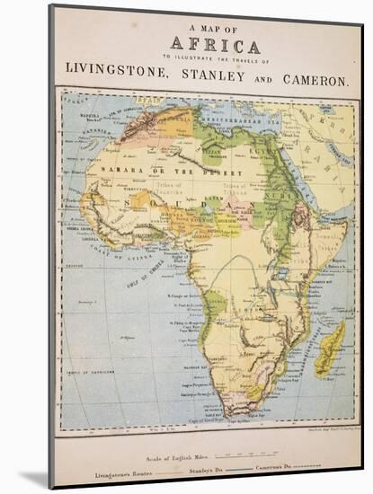 A Map of Africa to Illustrate the Travels of David Livingstone-null-Mounted Giclee Print