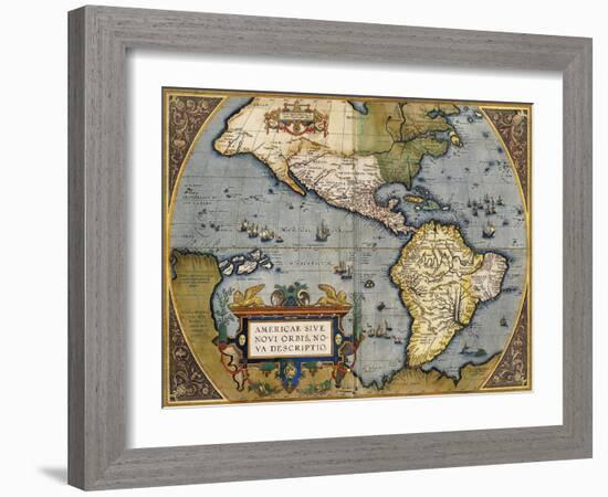 A Map of America, 1612-Abraham Ortelius-Framed Giclee Print