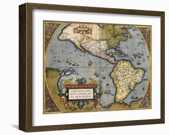 A Map of America, 1612-Abraham Ortelius-Framed Giclee Print