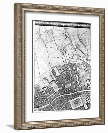 A Map of Bloomsbury and Holborn, London, 1746-John Rocque-Framed Giclee Print