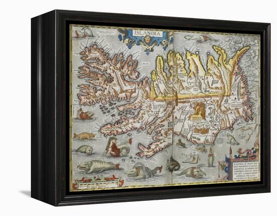 A Map Of Iceland-Abraham Ortelius-Framed Premier Image Canvas